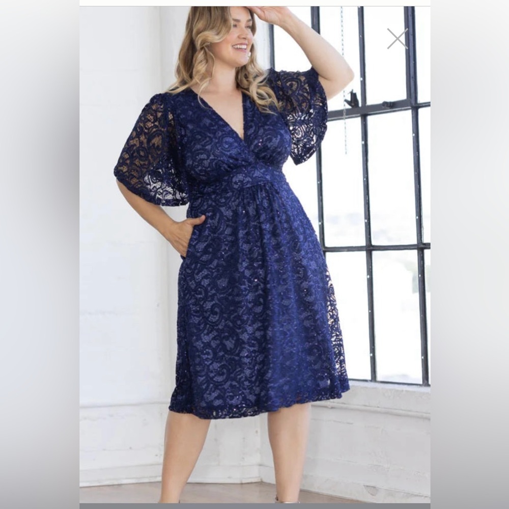 Kiyonna Starry Sequin lace dress 4x navy